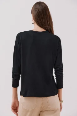 Cortefiel T-Shirts-Camiseta com detalhes em renda floral Preto