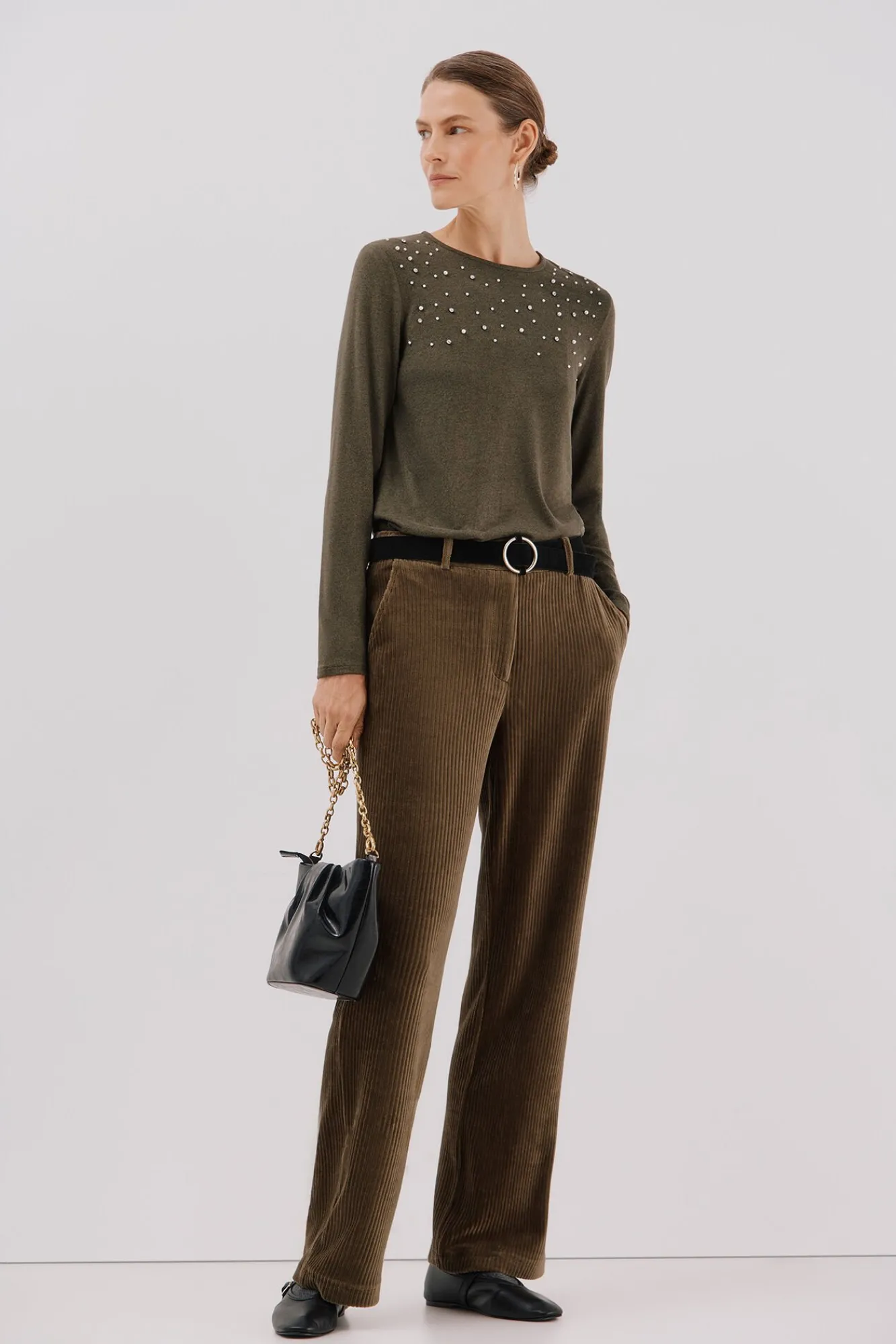 Cortefiel T-Shirts-Camiseta com detalhes em pérola e strass Verde