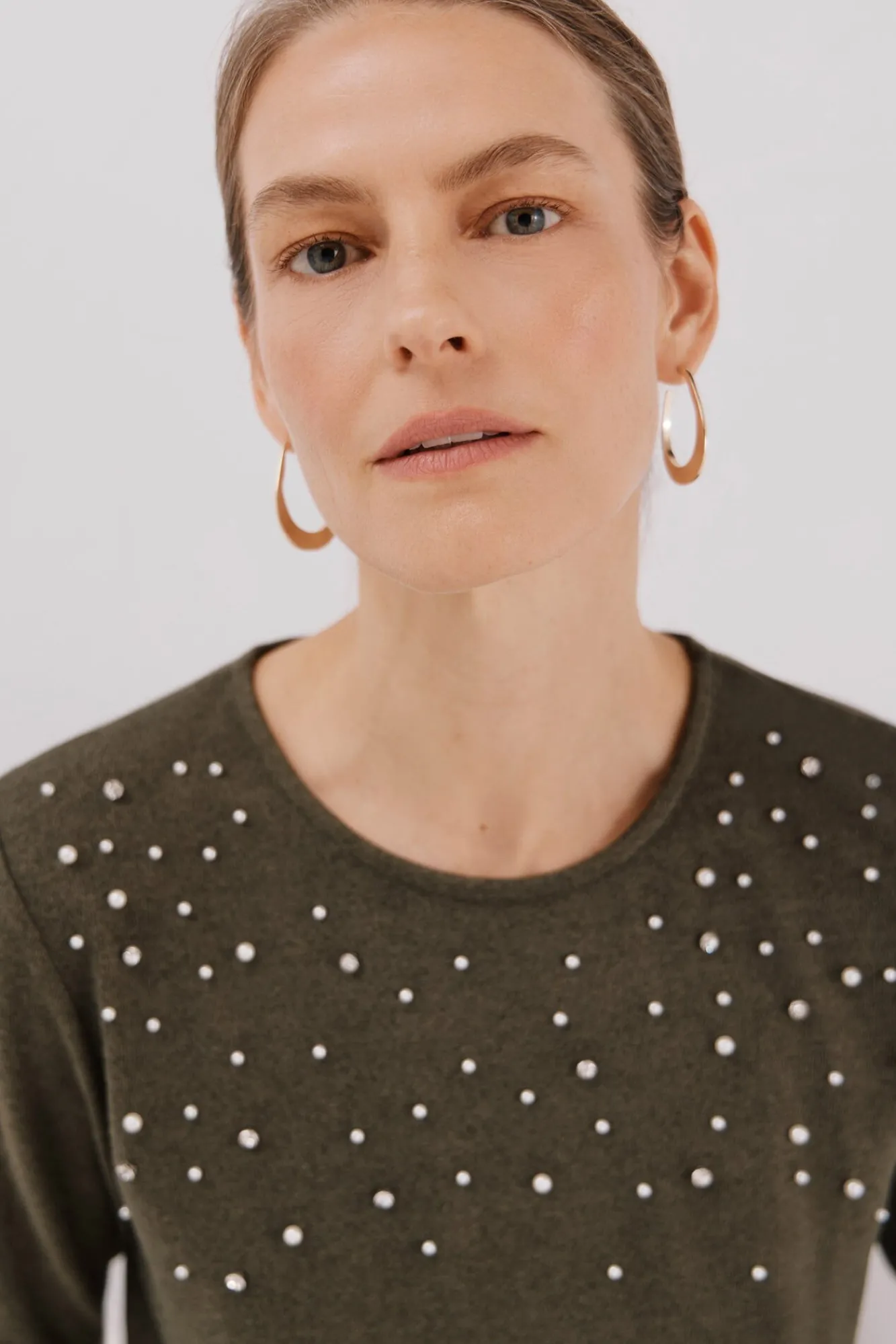 Cortefiel T-Shirts-Camiseta com detalhes em pérola e strass Verde