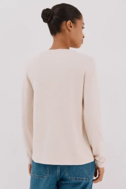 Cortefiel T-Shirts-Camiseta com detalhes em pérola e strass Ecru