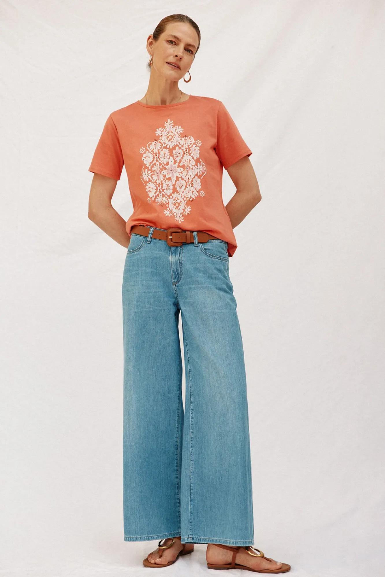 Cortefiel T-Shirts-Camiseta com estampado posicional Laranja