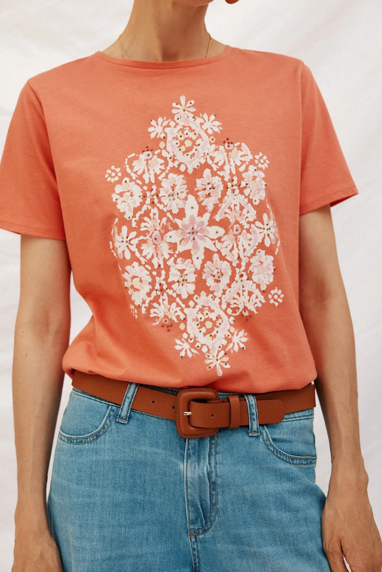 Cortefiel T-Shirts-Camiseta com estampado posicional Laranja