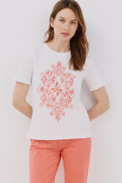 Cortefiel T-Shirts-Camiseta com estampado posicional Branco