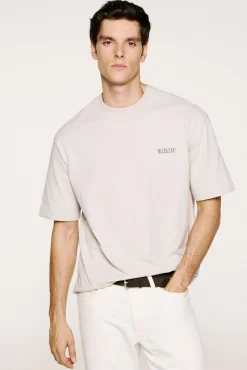 Selected T-Shirts-Camiseta com logo de T-shirt de manga curta Cinzento