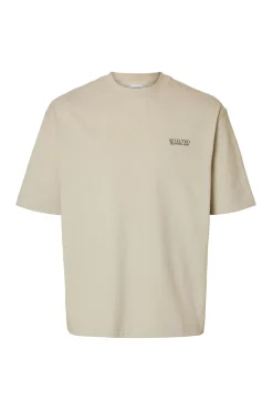 Selected T-Shirts-Camiseta com logo de T-shirt de manga curta Cinzento