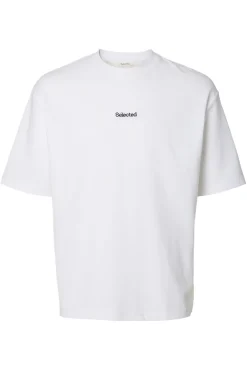 Selected T-Shirts-Camiseta com logo de T-shirt de manga curta Branco