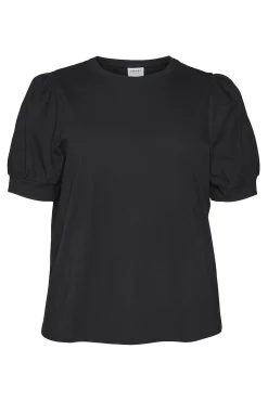 Vero Moda Curve T-Shirts-Camiseta Curve manga 2/4 Preto