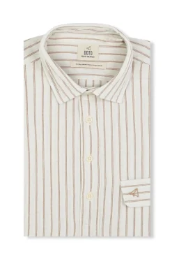 OOTO Camisas-Camiseta de algodão e linho Ecru