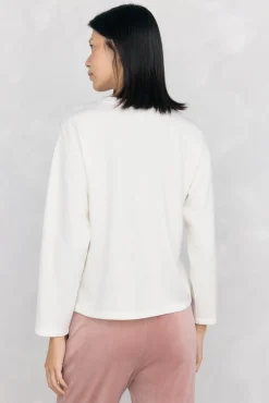 Pedro del Hierro T-Shirts-Camiseta de manga comprida com logo soft touch e activewear Ecru