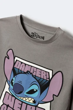 Springfield Kids T-Shirts-Camiseta de manga comprida Lilo & Stitch para meninos cinzento