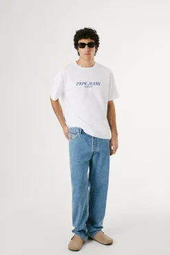Pepe Jeans T-Shirts-Camiseta de manga curta com logo e estampa nas costas. branco