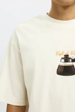 Selected T-Shirts-Camiseta de manga curta com estampa 100% algodão orgânico Branco