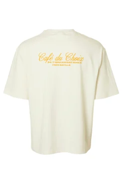 Selected T-Shirts-Camiseta de manga curta com estampa 100% algodão orgânico Branco