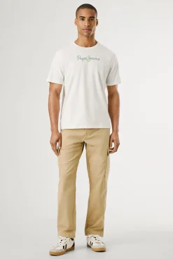 Pepe Jeans T-Shirts-Camiseta de manga curta com logo frontal. branco