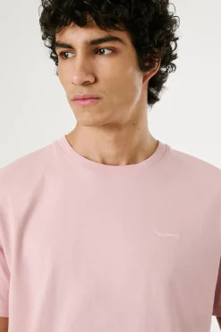 Pepe Jeans T-Shirts-Camiseta de manga curta com logo bordado. rosa