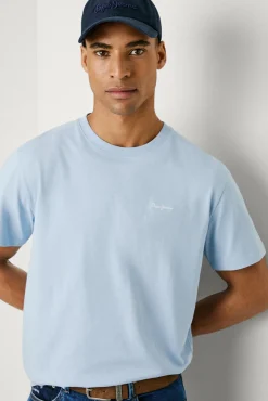 Pepe Jeans T-Shirts-Camiseta de manga curta com logo bordado. azul