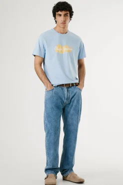 Pepe Jeans T-Shirts-Camiseta de manga curta com logo e estampado frontal. azul