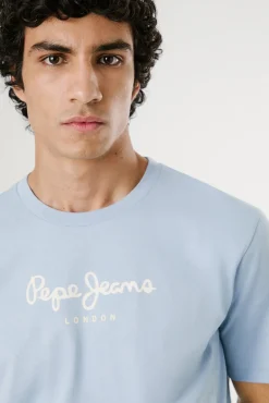Pepe Jeans T-Shirts-Camiseta de manga curta com logo frontal. azul
