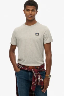 Superdry T-Shirts-Camiseta de manga manga curta com gola redonda cinzento