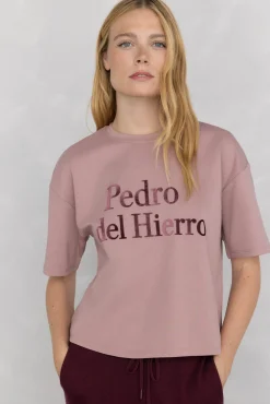 Pedro del Hierro T-Shirts-Camiseta esportiva oversized com logo Rosa