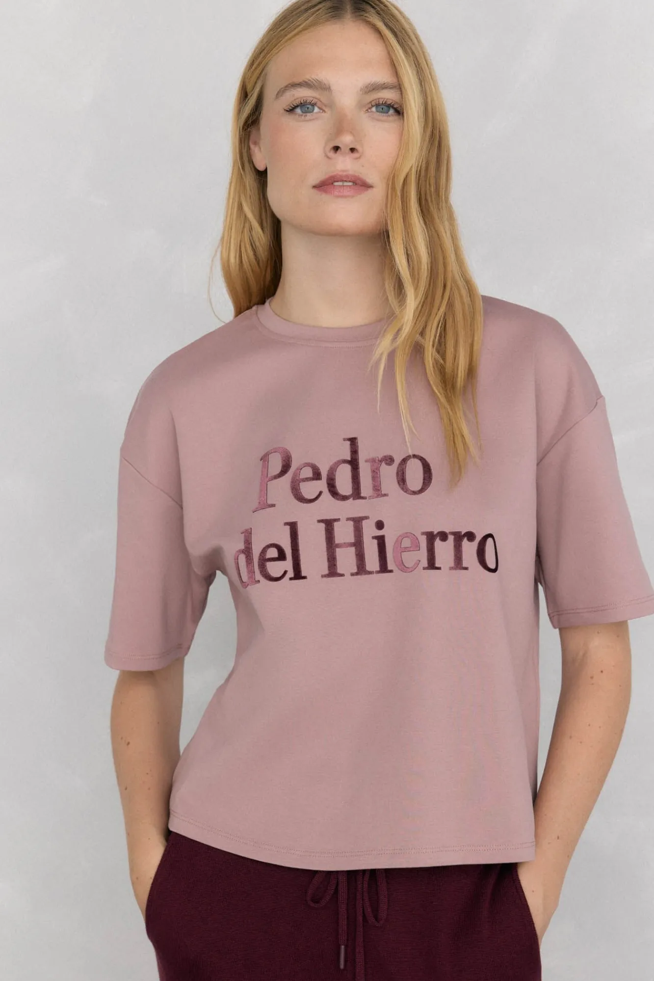 Pedro del Hierro T-Shirts-Camiseta esportiva oversized com logo Rosa