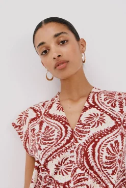 Cortefiel T-Shirts-Camiseta estampada com decote em bico franzido Granada