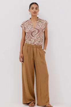 Cortefiel T-Shirts-Camiseta estampada com decote em bico franzido Multicolorido