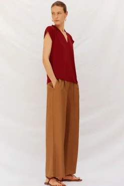 Cortefiel T-Shirts-Camiseta estampada com decote em bico franzido Granada