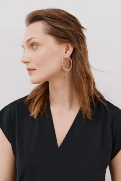 Cortefiel T-Shirts-Camiseta estampada com decote em bico franzido Preto