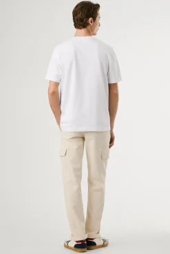 Pepe Jeans T-Shirts-Camiseta estampada com logotipo de corte regular branco