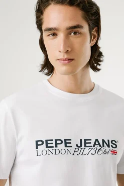 Pepe Jeans T-Shirts-Camiseta estampada com logotipo de corte regular branco