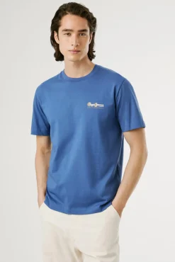Pepe Jeans T-Shirts-Camiseta estampada com logotipo de corte regular azul