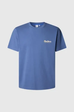 Pepe Jeans T-Shirts-Camiseta estampada com logotipo de corte regular azul