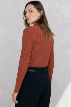 Pedro del Hierro T-Shirts-Camiseta estruturada com gola chaminé Marrom