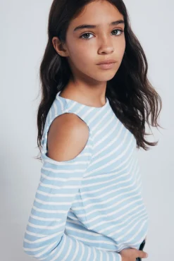 Springfield Kids T-Shirts-Camiseta feminina canelada ombro a ombro azul