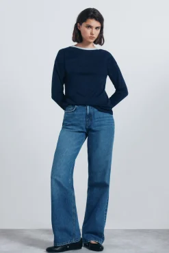 Springfield T-Shirts-Camiseta gola lurex azul