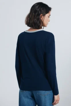 Springfield T-Shirts-Camiseta gola lurex azul