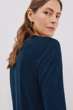 Cortefiel T-Shirts-Camiseta gola mao com efeito linho Azul