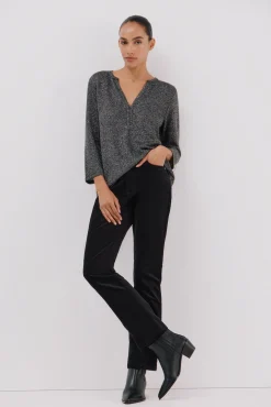 Cortefiel T-Shirts-Camiseta gola mao lurex Cinzento