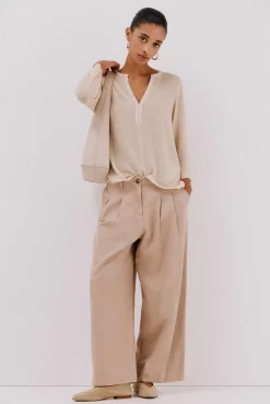 Cortefiel T-Shirts-Camiseta gola mao lurex Dourado