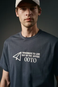 OOTO T-Shirts-Camiseta gráfica lavada Azul