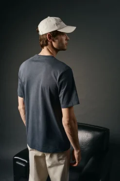 OOTO T-Shirts-Camiseta gráfica lavada Azul