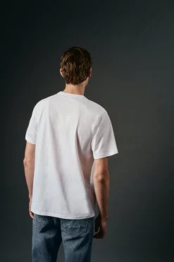 OOTO T-Shirts-Camiseta gráfica lavada Branco