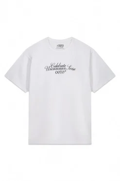 OOTO T-Shirts-Camiseta gráfica lavada Branco