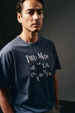 OOTO T-Shirts-Camiseta gráfica lavada Azul