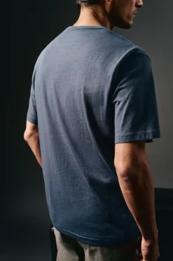 OOTO T-Shirts-Camiseta gráfica lavada Azul