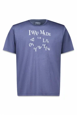 OOTO T-Shirts-Camiseta gráfica lavada Azul