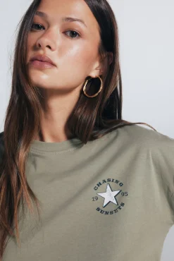 Springfield T-Shirts-Camiseta gráfica ocidental bege