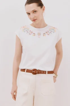 Cortefiel T-Shirts-Camiseta mangas estampada e bordada Multicolorido