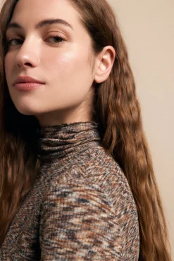 Slowlove T-Shirts-Camiseta melange de gola alta Azul